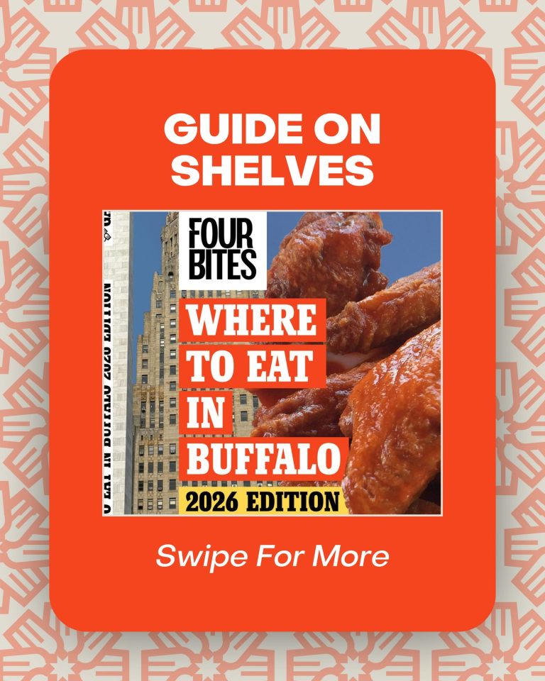 Read more about the article My first book, Four Bites’ Where to Eat in Buffalo 2026 spotlights 195 locally-owned restaurants, bakeries, and food stores